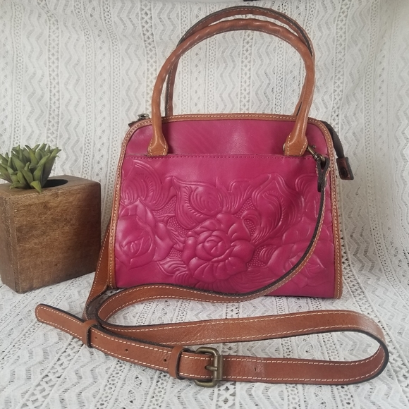 Patricia Nash Handbags - Patricia Nash Pink Floral Leather Crossbody Bag
